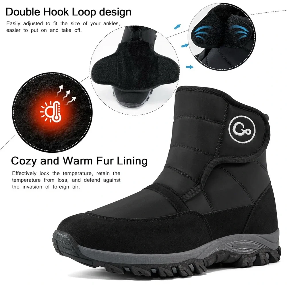 Women Winter Hiking Boots: Waterproof Fur Lined Anti Slip Outdoor Boots
